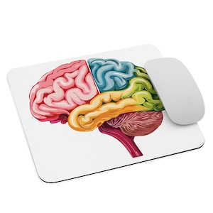 Tappetino per mouse unisex colorato cosmico con anatomia del cervello vibrante, neurologia, neuroscienze, regalo per neurologo - Colorbrust 2