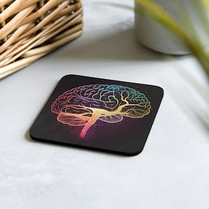 Vibrant Brain Anatomy Cosmic Colourful Unisex Coaster, Neurology Neuroscience Neuro, neurologist gift - Brainstorm