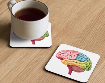 Vibrant Brain Anatomy Cosmic Colourful Unisex Coaster, Neurology Neuroscience Neuro, neurologist gift - Colorbrust 2