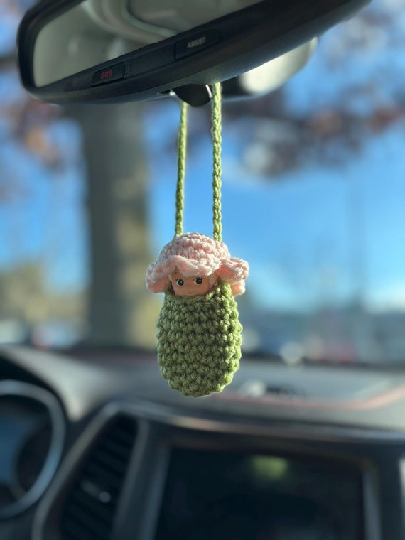 Sonny Angel Tote Bag Flower Pouch | Sonny Angel Holder | Crochet Flower Bag Charm | Flower Crochet | Car Accessory | Trinket Doll Pouch
