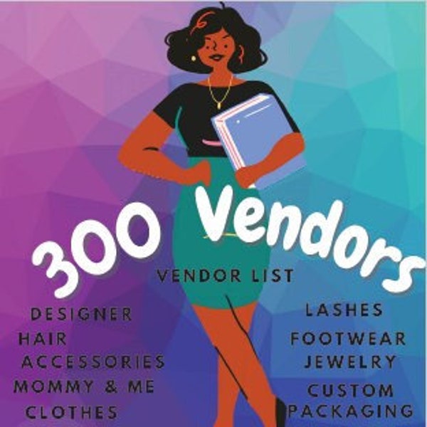 Liste de 300 fournisseurs : créateurs, tissages de cheveux, sacs à main, grandes tailles, chaussures, bijoux, soins de la peau, jouets pour adultes, vin, vêtements, etc.
