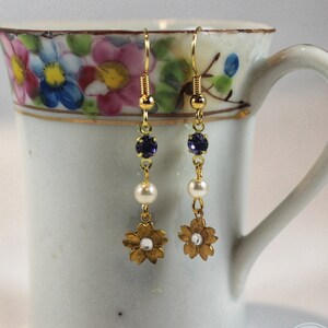 flower, rhinestone and pearl earrings by Cose Belle Designs: Vintage Vibe