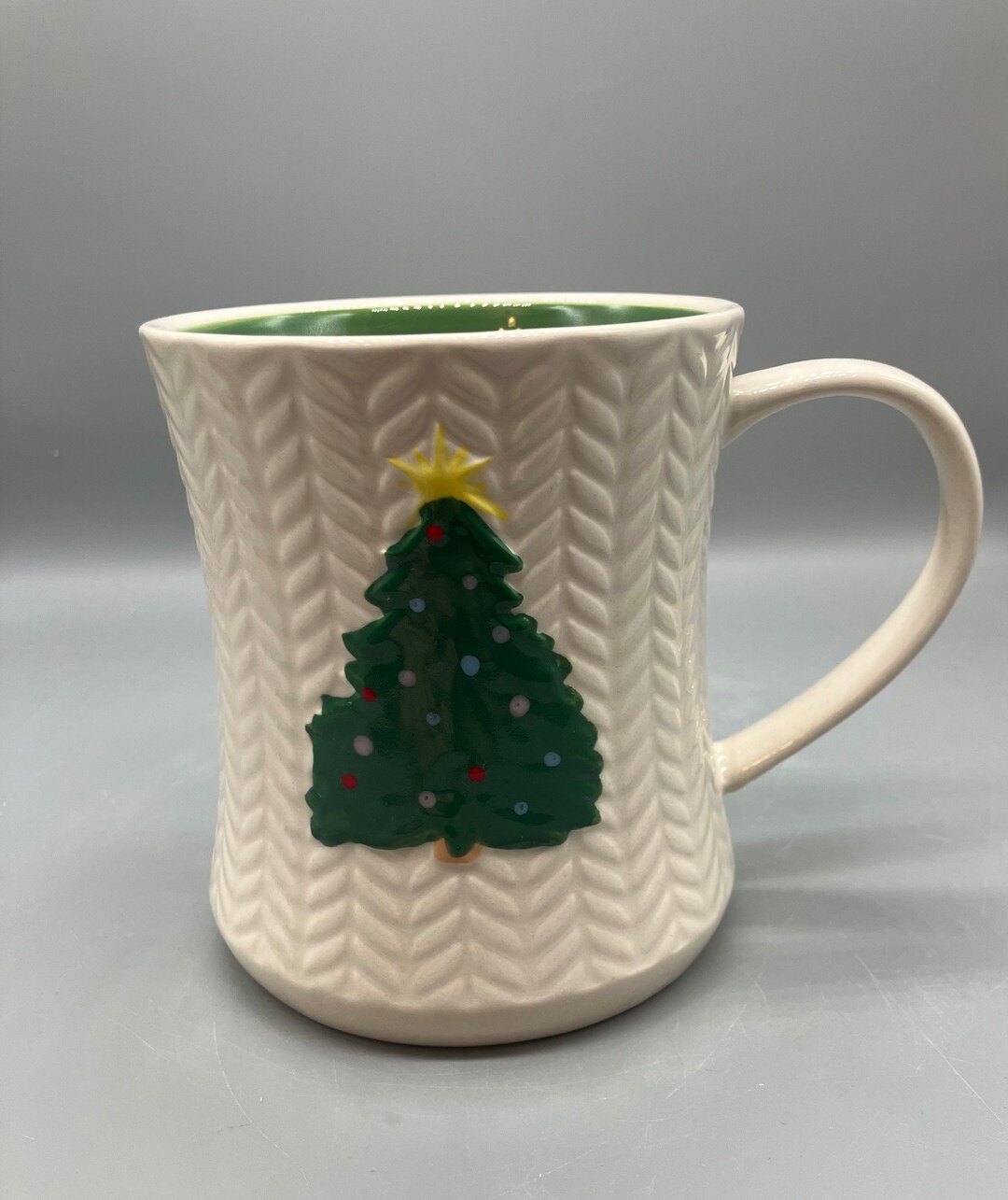 The Paper Store Christmas Tree Textured White Mug Etsy