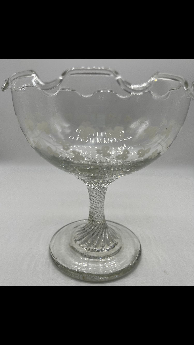 Vintage Eamon Glass Irish Crystal Footed Candy Dish With Etched
