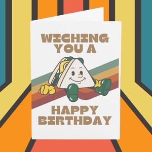 Cartão De Aniversário Retro Sanduíche - Que Suas Wiches Se Tornem Realidade!