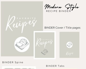 Brand NEW!! MODERN Style Recipe Binder title/cover/divider pages!