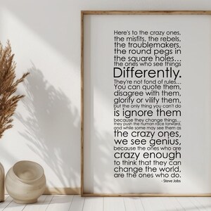 Motivational Quote | Think Different Steve Jobs Quote | High-Resolution Instant Digital Download | Printable wall decor