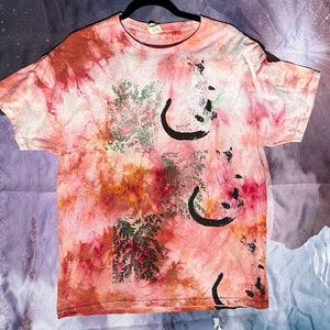 Hand Dyed Screenprinted and Block Printed Shirt