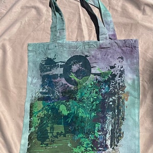 One of a Kind Hand Dyed and Printed Totebag