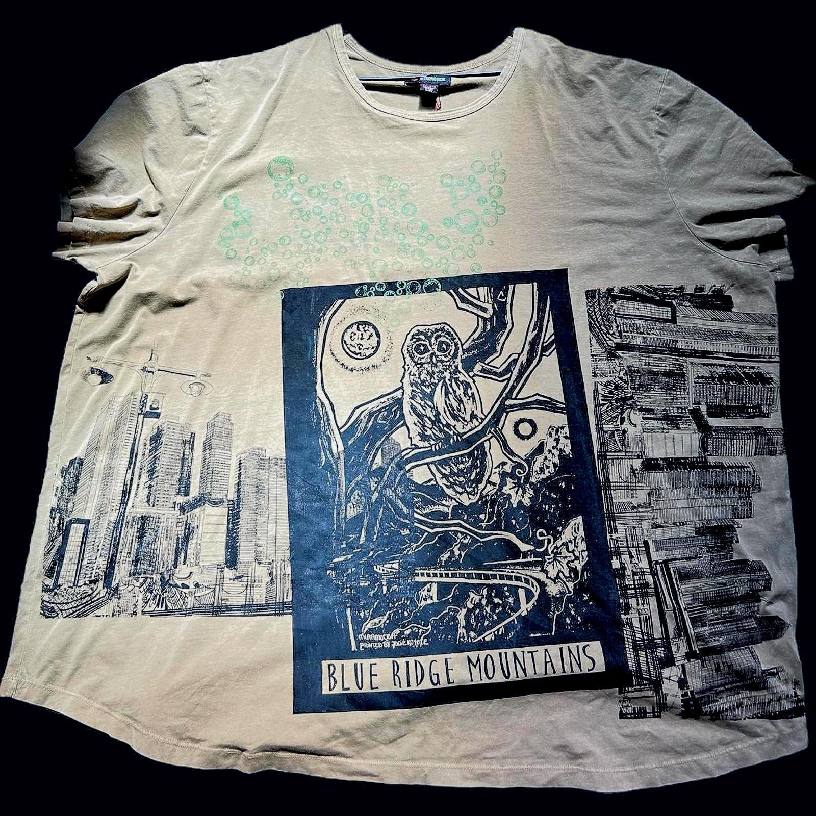 Blue Ridge Mountains Owl Bubble Tee ~ Size 6XL