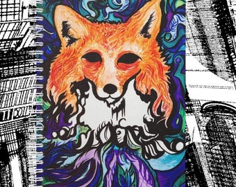 Colorful Fox Art Spiral Notebook: Vibrant Journal, Sketchbook