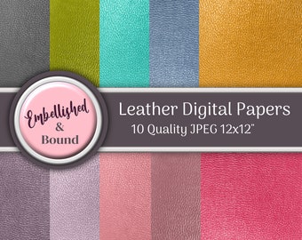 Leather Digital Papers, JPEG 10 Shades Leather Paper Download