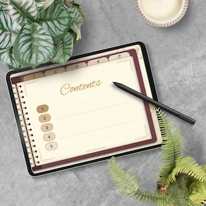 Caderno digital Rust Leather Landscape com hiperlinks, diário, planejador, 110 páginas