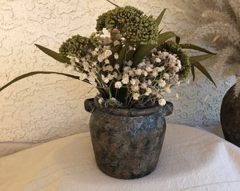 aged vase old vessel antiqued pot rustic decor boho house warming gift old olive jar natural stone ceramic