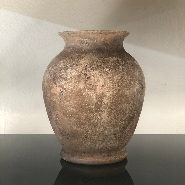 antiqued, aged, old, rustic upscaled repurposed decorative vase vessel pot