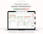 Monthly Budget Planner Google Sheets: 50/30/20 Budget Template (Digital Download)