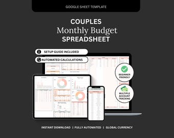 Couples Budget Spreadsheet: Google Sheets Finance Tracker (Digital Download)