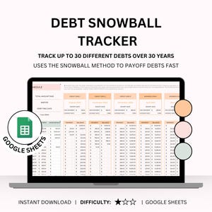 Hoja de cálculo de pago de deudas para Hojas de cálculo de Google / Realice un seguimiento de deudas como pagos de hipotecas, préstamos con intereses, deudas de tarjetas de crédito y más
