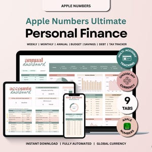 Apple Numbers Budget Template Financial Bundle with Multiple Account Tracking and Detailed Dashboards