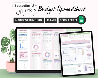 Ultimate Budget Googlesheet with detailed Weekly, Monthly and Yearly overviews |16 Tabs incl. Annual Dashboard, Debt Tracker, Smart Calendar