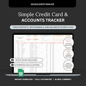 Rastreador de tarjetas de crédito de Hojas de Cálculo de Google: estilo chequera (descarga digital)