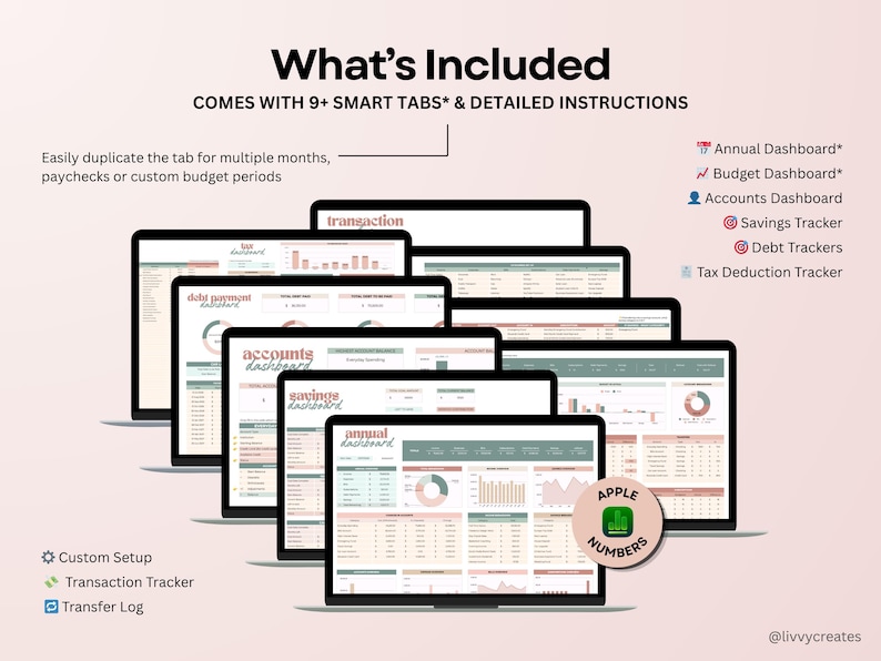 Apple Numbers Budget Template Financial Bundle With Multiple Account ...