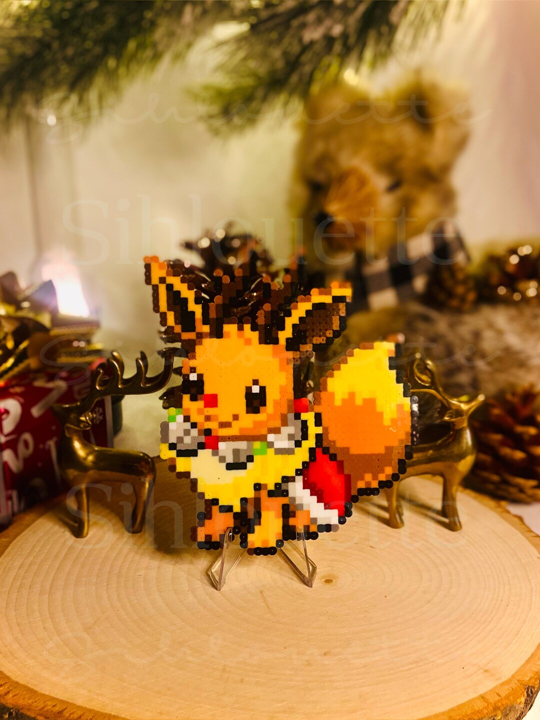 Christmas Jingle Bell Eevee Perler Bead Standee - Etsy