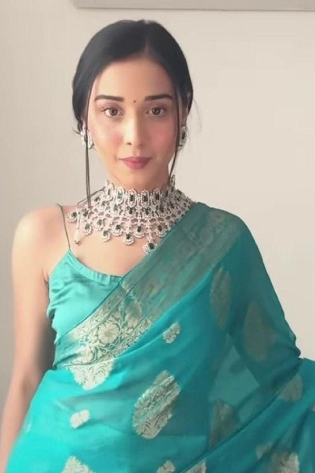 Kiara Advani Celebrity Inspired Heavy Bridal Emerald Green Zirconium