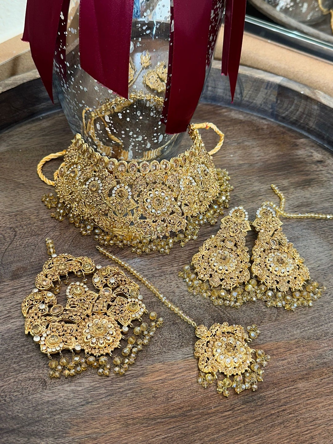 Manjoos Guloband Set With Earrings, Bandaye Jhumar Necklace for Women