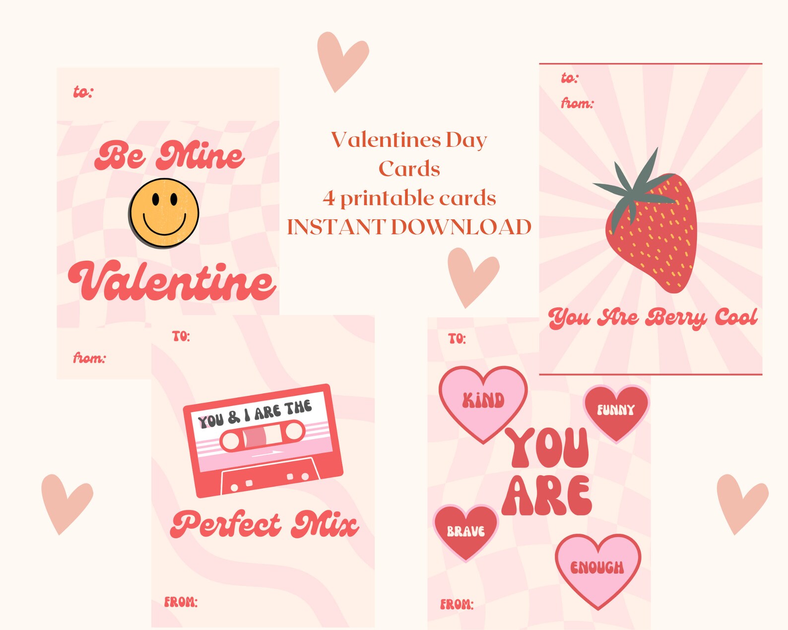 PRINTABLE Kid Valentines Day Card | Retro Cute Valentines Day Cards ...