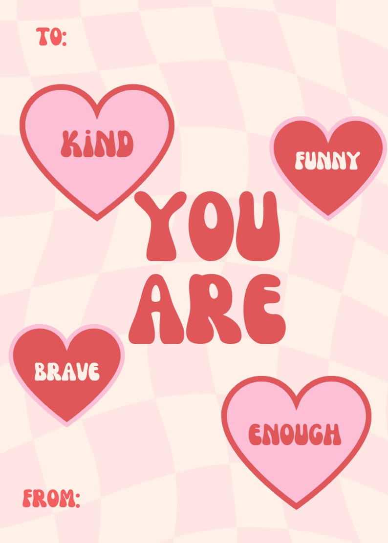 PRINTABLE Kid Valentines Day Card | Retro Cute Valentines Day Cards ...