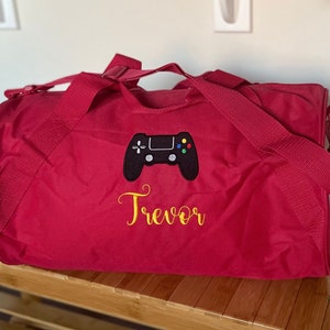Weekender Duffel Bag Customized Gift for Boy Gamer, Sleepover Bag Personalized Overnight Duffel, Bag with Name for Boy, Weekend Stay Bag