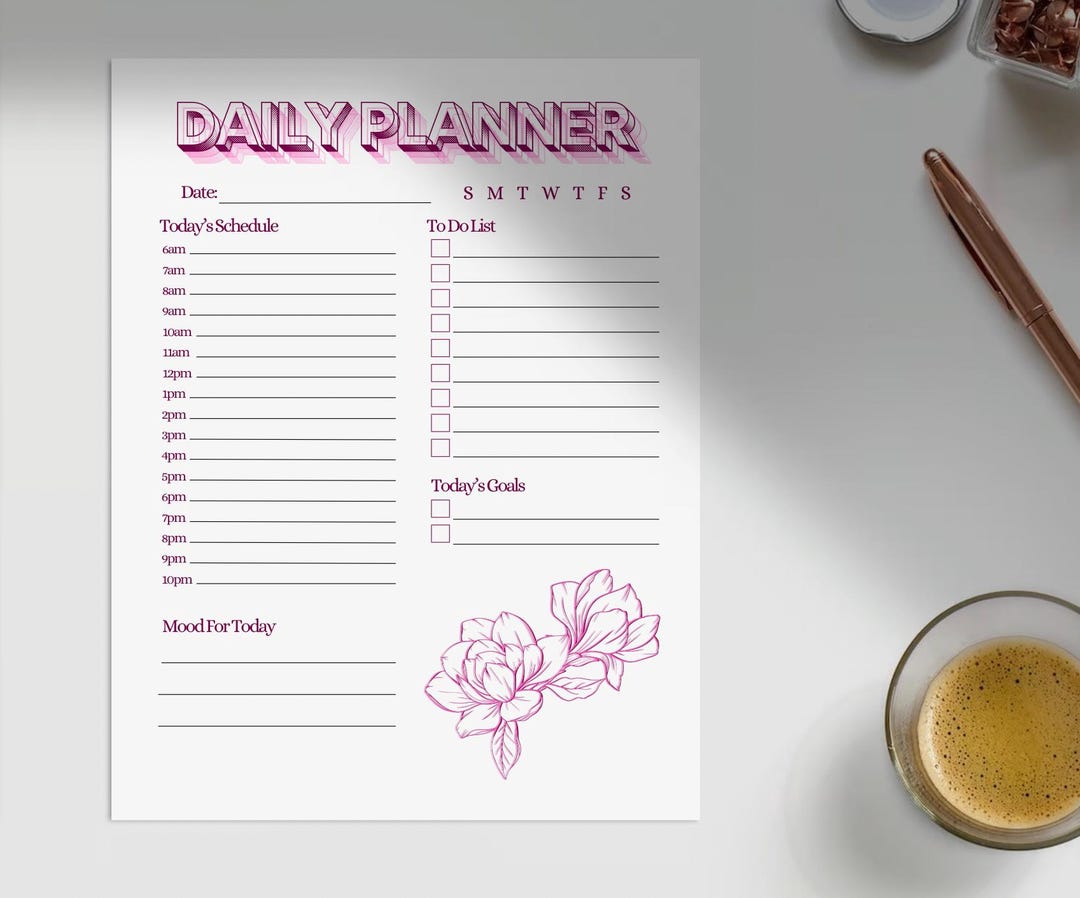 Floral Daily Planner Printable | Aesthetic To-do List Schedule ...