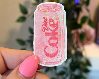 Pink Glitter Diet Coke Sticker – Waterproof Vinyl Decal