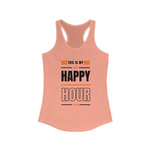 This Is My Happy Hour Women's Racerback Tank, Workout Tank Top for Her, Orange Fitness Activewear, Pilates Yoga Core Therapy Gym Clothes zdjęcie 8