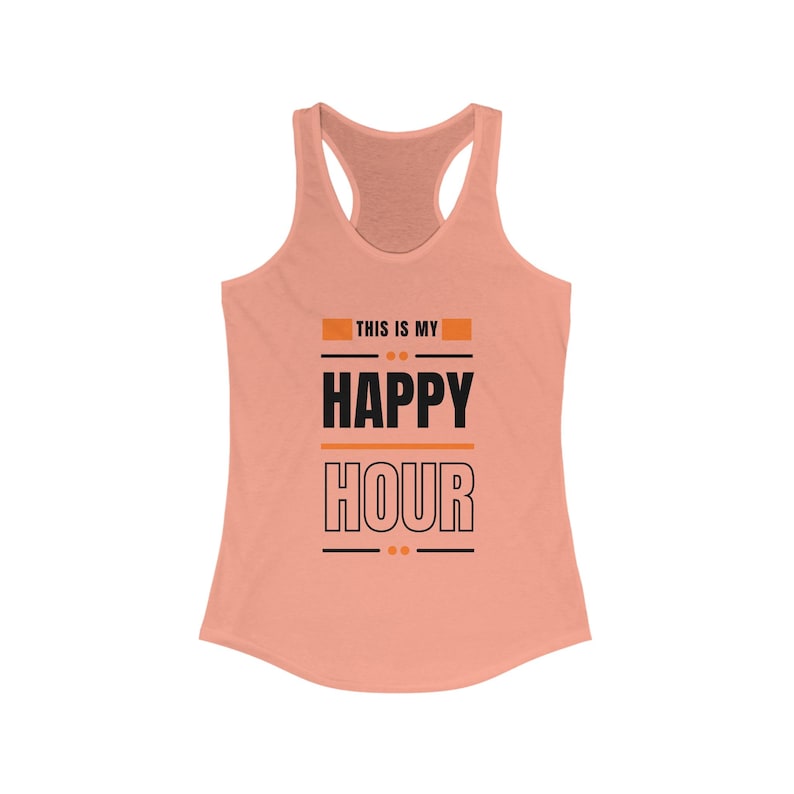 This Is My Happy Hour Women's Racerback Tank, Workout Tank Top for Her, Orange Fitness Activewear, Pilates Yoga Core Therapy Gym Clothes zdjęcie 8