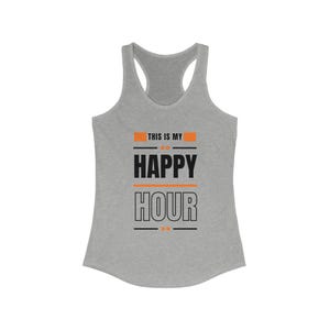 This Is My Happy Hour Women's Racerback Tank, Workout Tank Top for Her, Orange Fitness Activewear, Pilates Yoga Core Therapy Gym Clothes zdjęcie 9