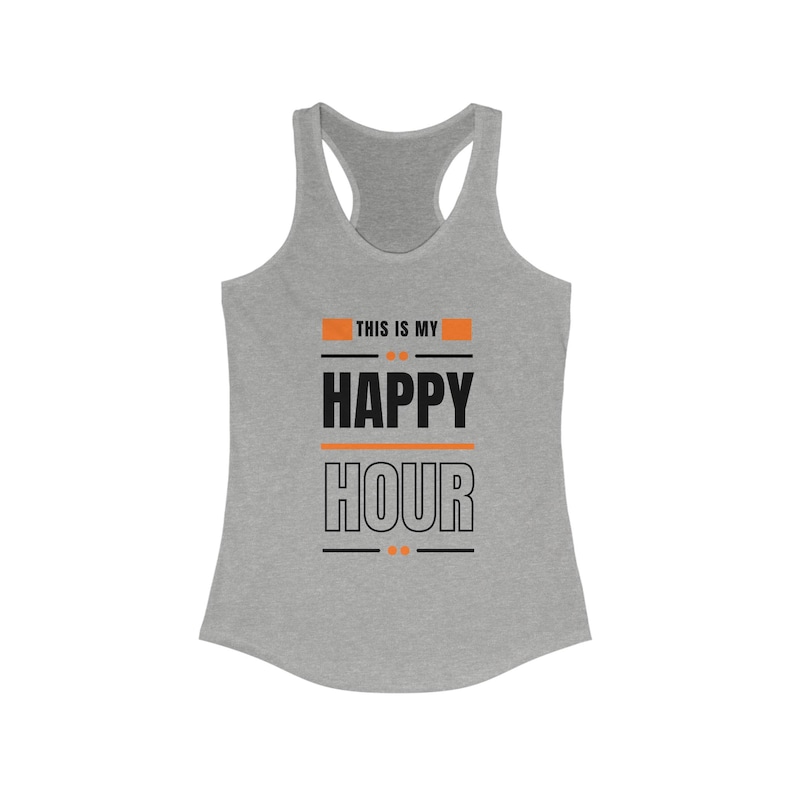 This Is My Happy Hour Women's Racerback Tank, Workout Tank Top for Her, Orange Fitness Activewear, Pilates Yoga Core Therapy Gym Clothes zdjęcie 9