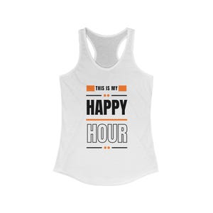 This Is My Happy Hour Women's Racerback Tank, Workout Tank Top for Her, Orange Fitness Activewear, Pilates Yoga Core Therapy Gym Clothes zdjęcie 6
