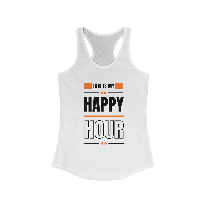 This Is My Happy Hour Women's Racerback Tank, Workout Tank Top for Her, Orange Fitness Activewear, Pilates Yoga Core Therapy Gym Clothes zdjęcie 6