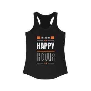 This Is My Happy Hour Women's Racerback Tank, Workout Tank Top for Her, Orange Fitness Activewear, Pilates Yoga Core Therapy Gym Clothes zdjęcie 7