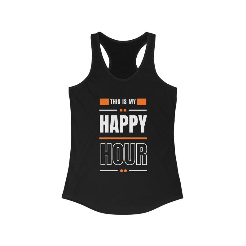 This Is My Happy Hour Women's Racerback Tank, Workout Tank Top for Her, Orange Fitness Activewear, Pilates Yoga Core Therapy Gym Clothes zdjęcie 7
