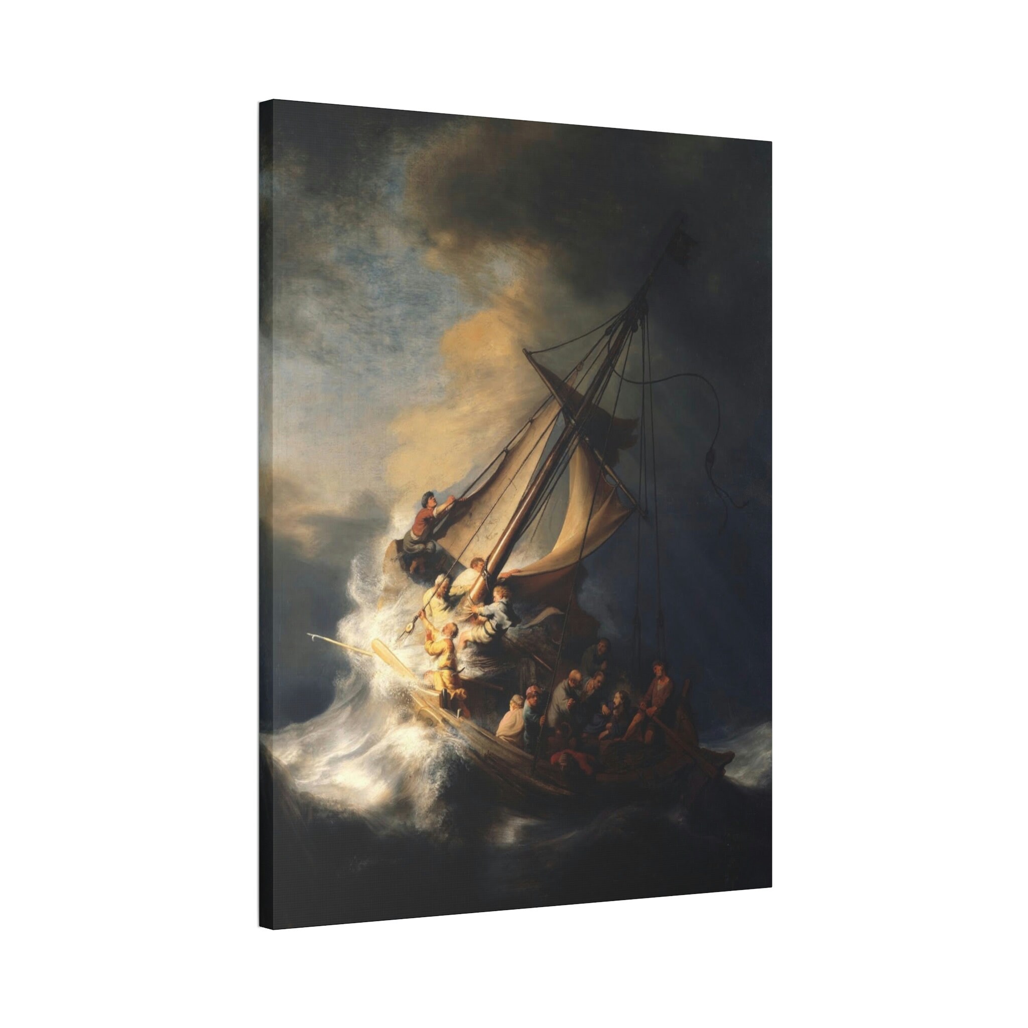 The Storm on the Sea of Galilee - Painting by Rembrandt van Rijn - Original Print on Stretched Canvas (multiple sizes)