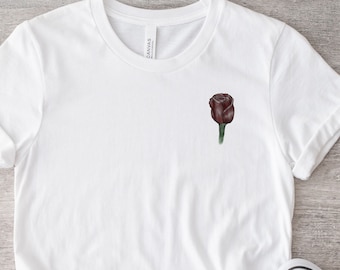 Single Red Rose Shirt: Floral Pocket Tee, Valentine Gift