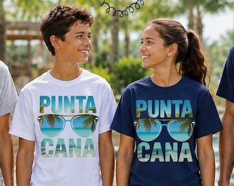 Punta Cana Beach Vacation, Tropical Sunglasses Palm Tree Tee, Dominican Republic Travel Shirt, Personalized Caribbean Summer Vacation