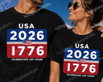 USA 1776 2026 Celebrating 250 Years Shirt, Patriotic America Apparel, USA Flag Design, American Pride Clothing