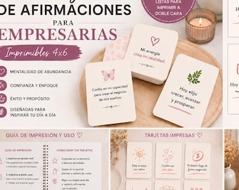 70 Tarjetas de Afirmaciones para Emprendedoras | Amor Propio, Energía Femenina y Abundancia | PDF Imprimible