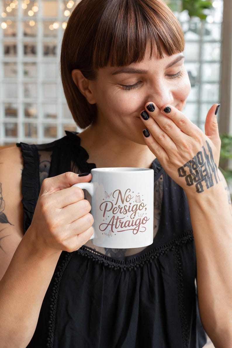 No Persigo Atraigo Mug 11oz 15oz | Spanish Self Love Coffee Mug | Feminine Energy Ceramic Cup image 7
