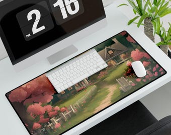 Cottagecore Desk Mat, Ładna Mata na Biurko, Geometryczna Estetyczna Podkładka Pod Mysz, Prezent Dekoracyjny Do Biura, Organizer Na Akcesoria Na Biurko, Biuro Domowe, Ładna Mata na Biurko