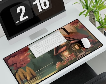 Cottagecore Desk Mat, Ładna Mata na Biurko, Geometryczna Estetyczna Podkładka Pod Mysz, Prezent Dekoracyjny Do Biura, Organizer Na Akcesoria Na Biurko, Biuro Domowe, Ładna Mata na Biurko